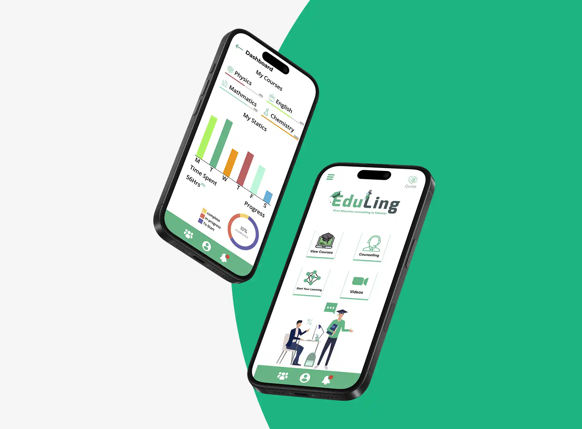 Eduling mobile app, view 1
