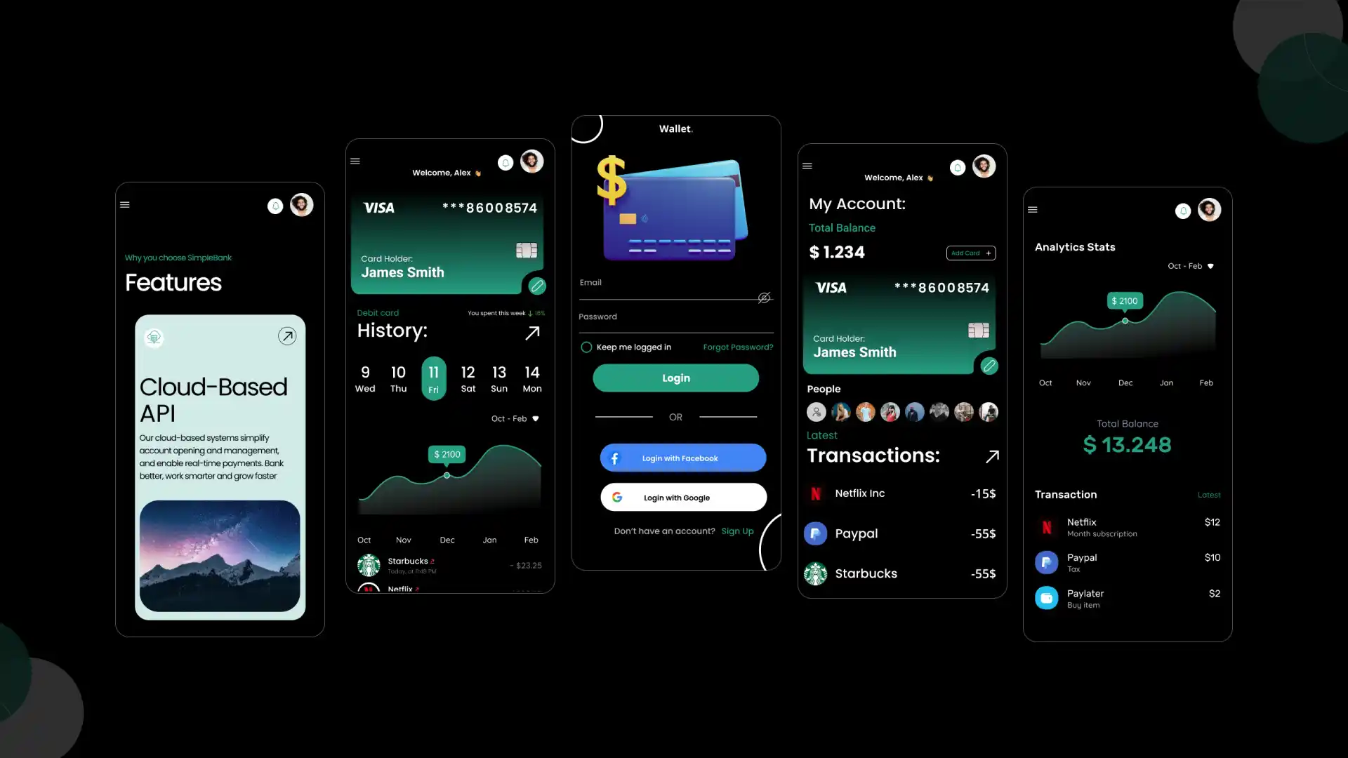 Wallet mobile app, view 1