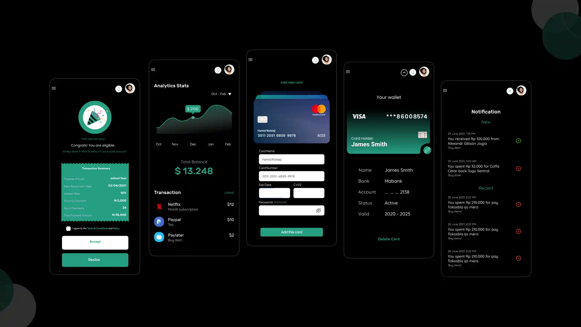 Wallet mobile app, view 2